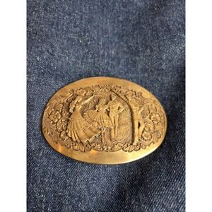 Vintage Brass Square Dancing Class Solid Brass Belt Buckle
